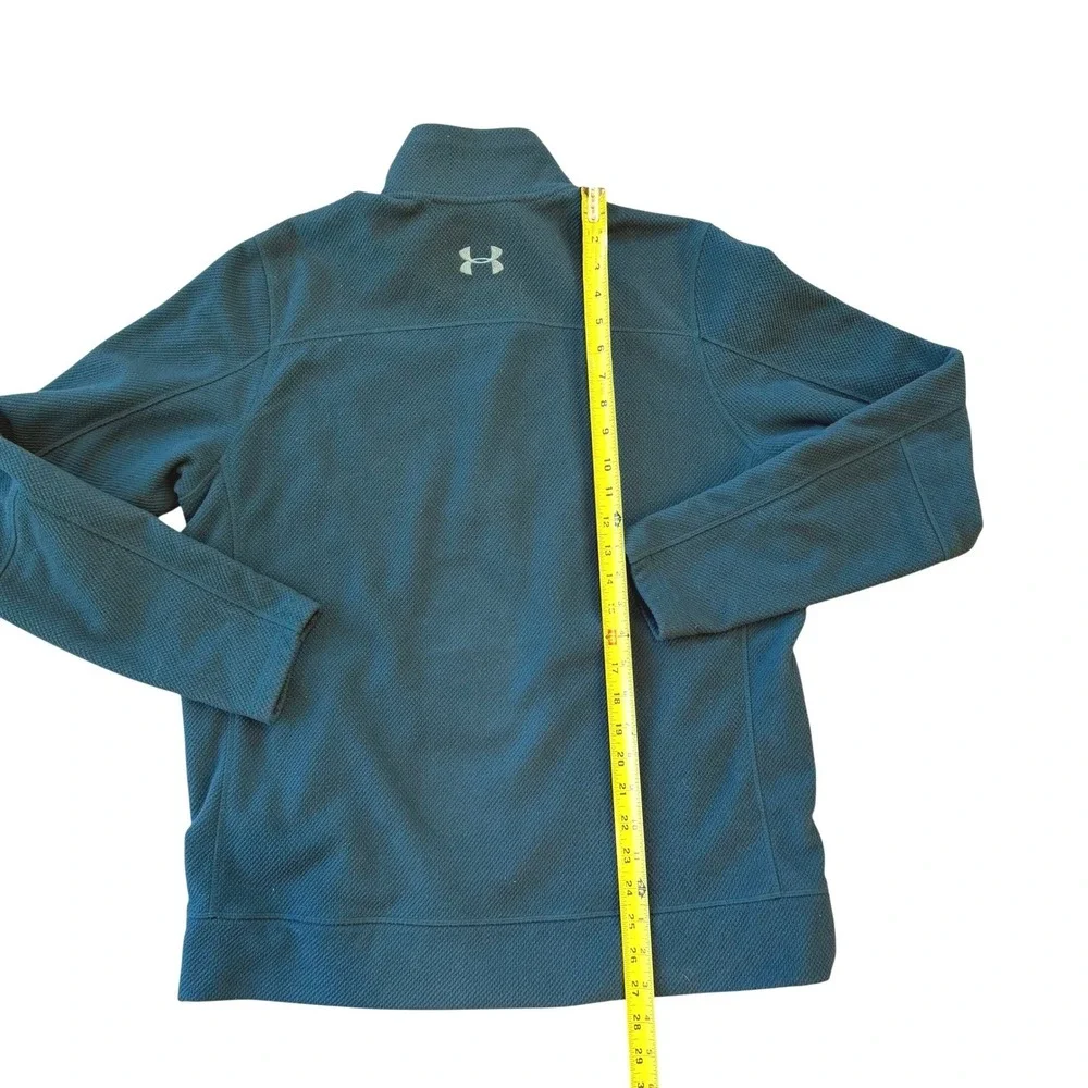 Under Armour Men Medium Teal Textured 1/4 Zip Fleece Pullover Kangaroo Pockets‎